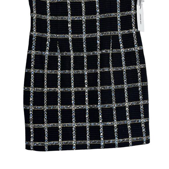 Jason Wu Tweed Mini Dress Sz XS Black Sleeveless Square Neck Metallic Classic - Picture 3 of 11